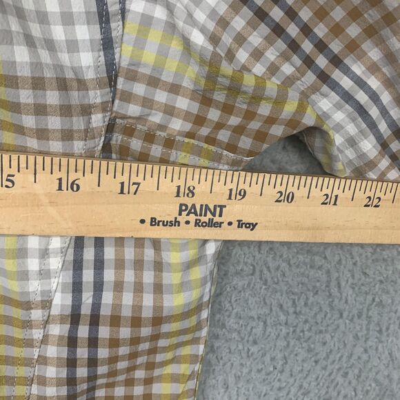 REI Co-op Shirt Mens Small Brown Yellow Plaid Button Down Stretch Hiking Travel - Picture 15 of 16